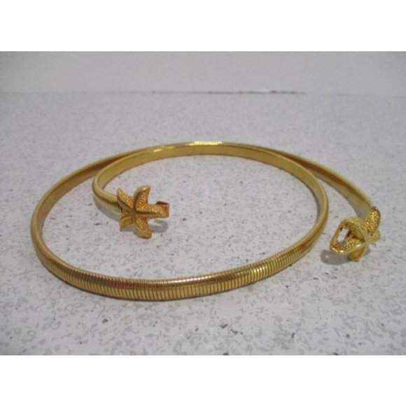 *Vintage Gold Omega Link Stretchy Nautical Starfish Clasp Belt - Picture 7 of 7